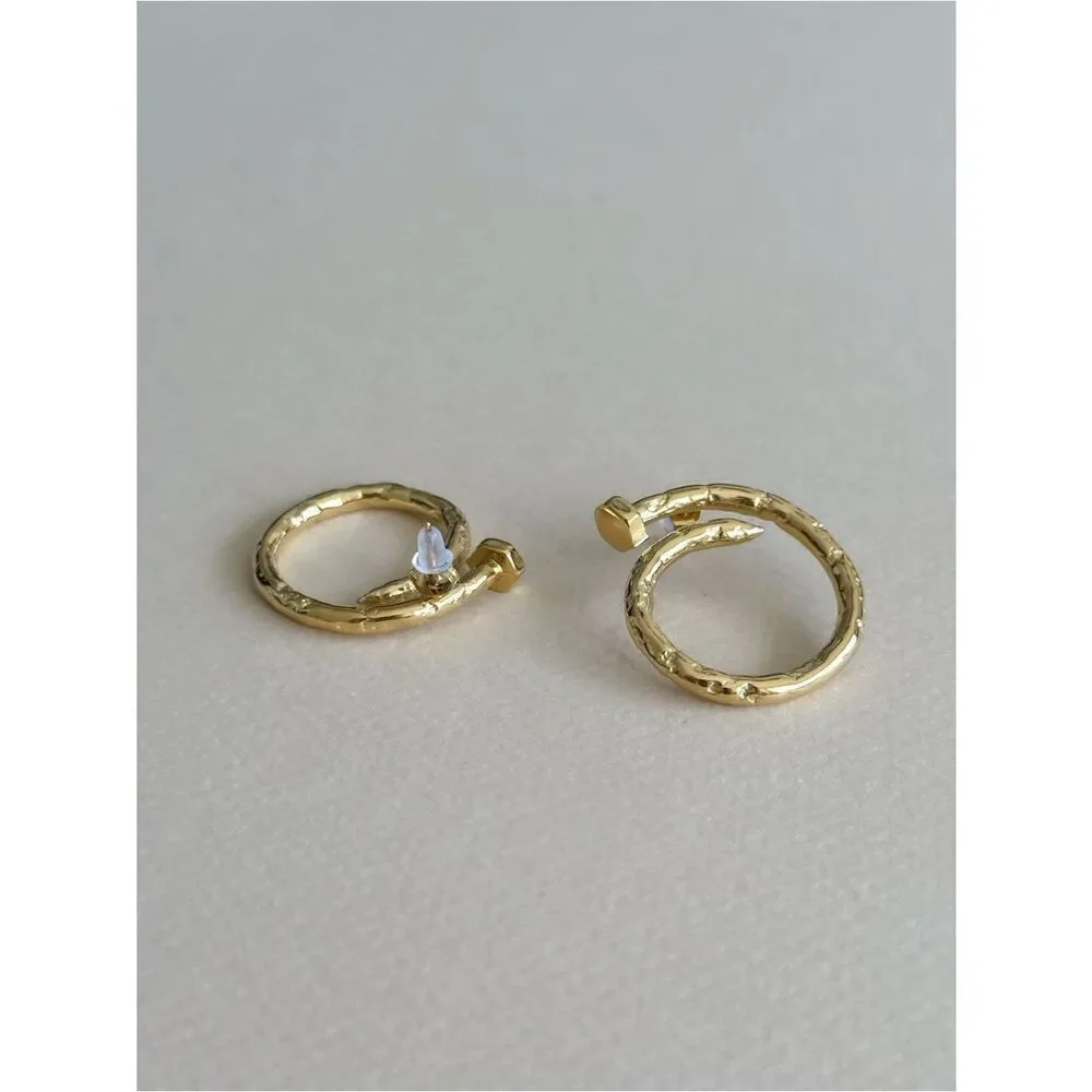 Nail hoop earrings #2529